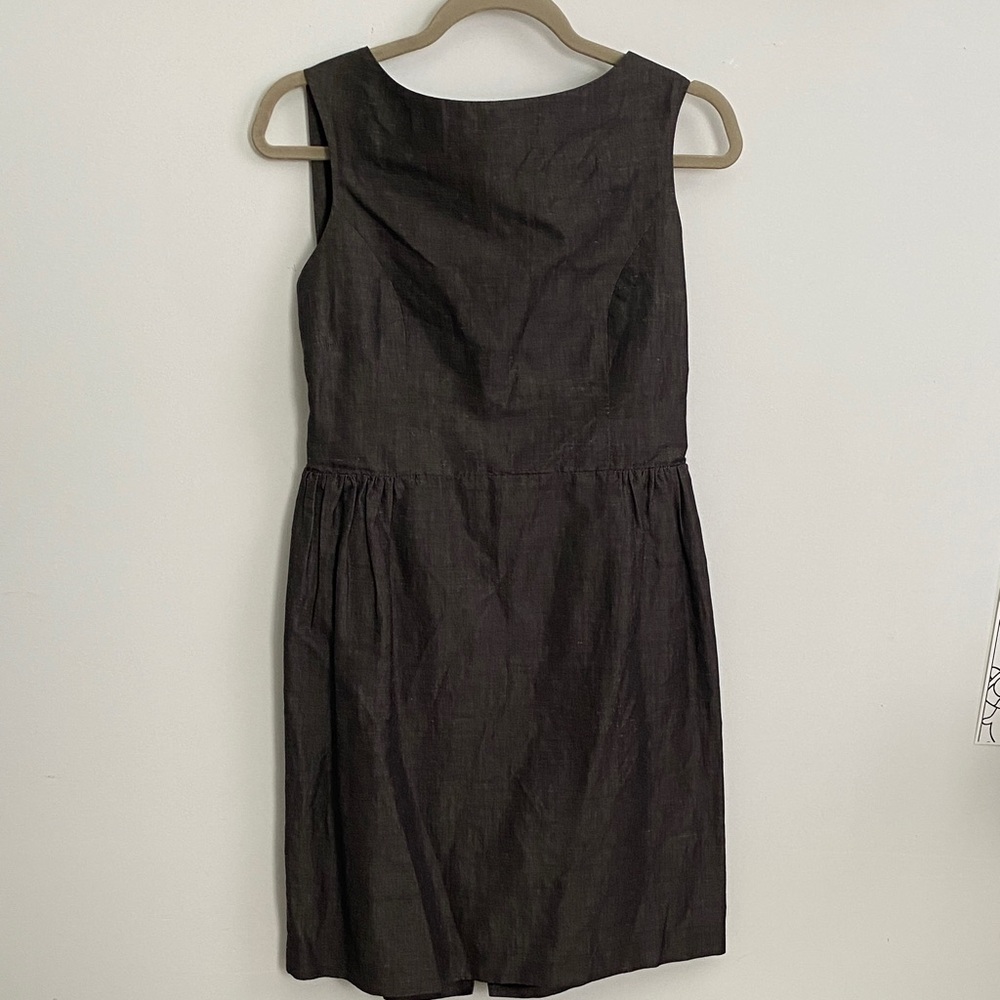 Mischen charcoal grey pleaded and boat neck sheath dress size 6